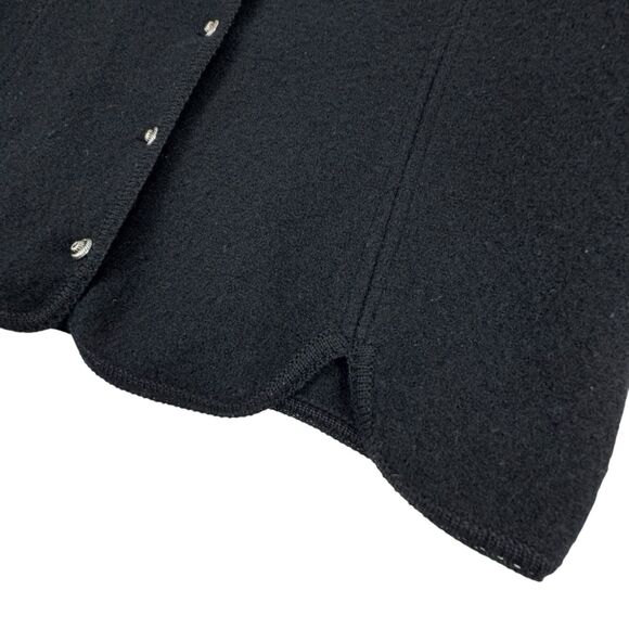 Vintage Womens Thick Wool Cardigan Jacket Large Black Stretch Old Money Preppy - Picture 6 of 16